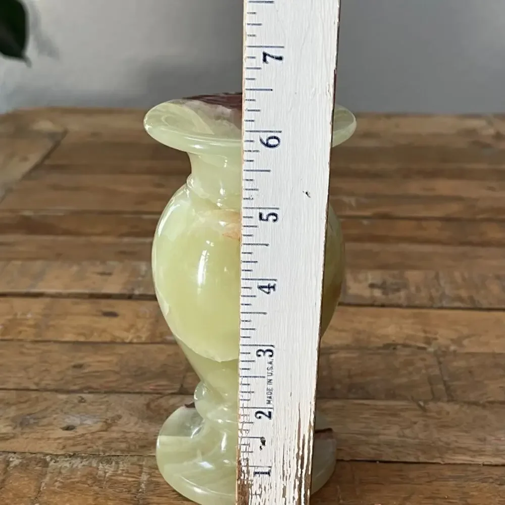 Vintage Carved Marbled Onyx Stone Vase 6